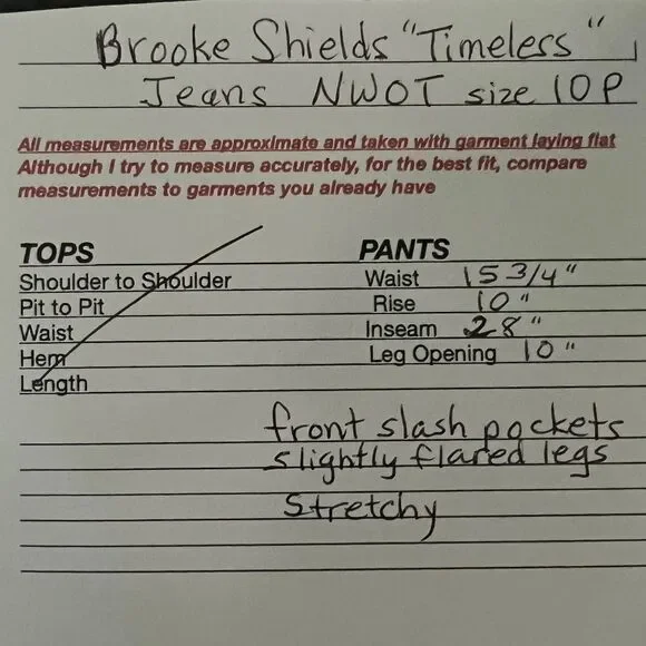 Wide leg, ultra flare Brooke Shields "Timeless"Jeans, NWOT, Size 10P - Picture 9 of 9